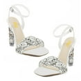 thumbnail image 4 of FSJ Women Diamond Heel Sandals Square Open Toe Ankle Strap Jewel High Heel Sandals Party Shoes Size 13 White, 4 of 4