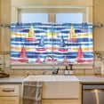 thumbnail image 2 of Yayeee Kitchen Curtains Tier Set of 2 Light Filtering 57"x36" Over Sink Window Panels, Red Hand Drawn Sailboats, 2 of 7