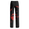 thumbnail image 6 of IYYVV Halloween Pajama Pants for Women Cute Funny Pumpkin Graphic Pajamas Casual Elastic Waist Palazzo Pants Fall Pajamas Red 3XL, 6 of 6