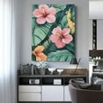 thumbnail image 2 of CozyNet Lush Tropical Scene With Hibiscus Flowers And Large Banana Leaves Wall Art Prints With Frame Canvas Perfect for Living Room & Bedroom, Ready to Hang, Wall Decor 12"x16"in, 2 of 4