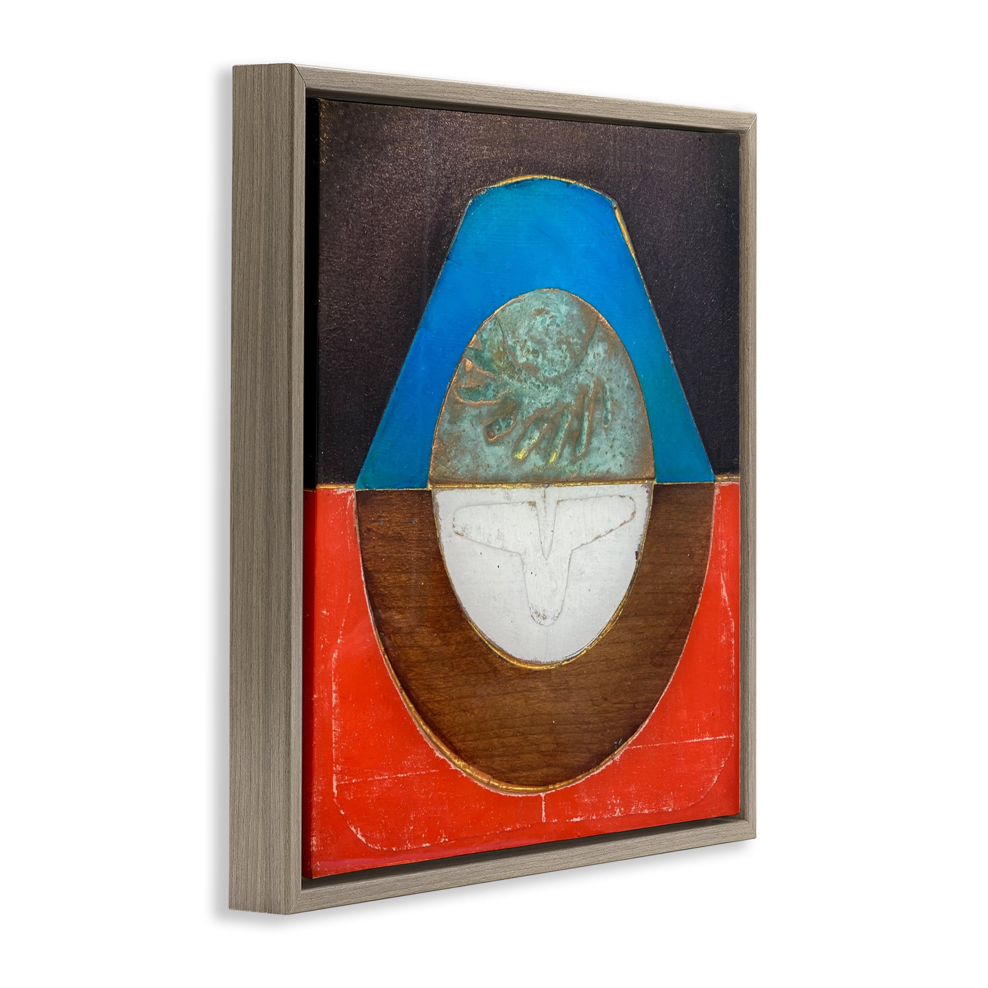 Stupell Industries Round Rustic Symmetry Brown Framed Floater Canvas Wall Art, design by Matthew Finger