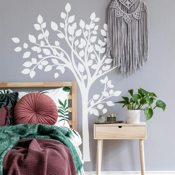 Simple White Tree Peel and Stick Giant Wall Decals