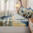 thumbnail image 5 of Erosebridal Graceful Heron Bird Art Zipper Queen Comforter Set with Fitted Sheet and 2 Pillowcases,Boho Animals Zipper Bedding Set,Blue Brown,Light Gray Reversible,4pcs, 5 of 8