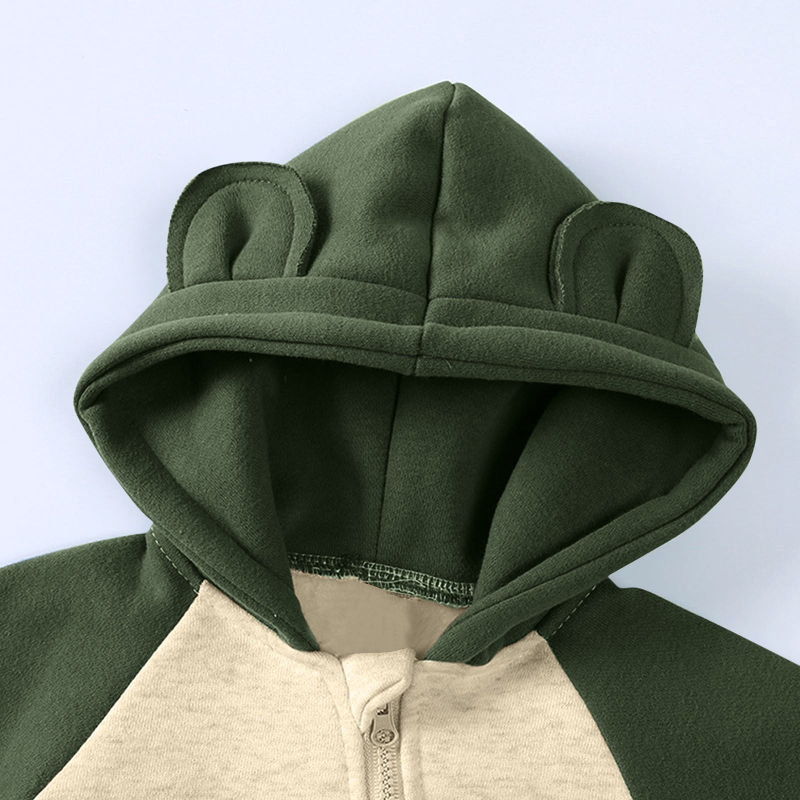 Riecok Baby Boy Girls Winter Warm Rompers Fleece Thick Onesie Cute Bear Ears Hooded Winter Infant Clothes Green 0 Months