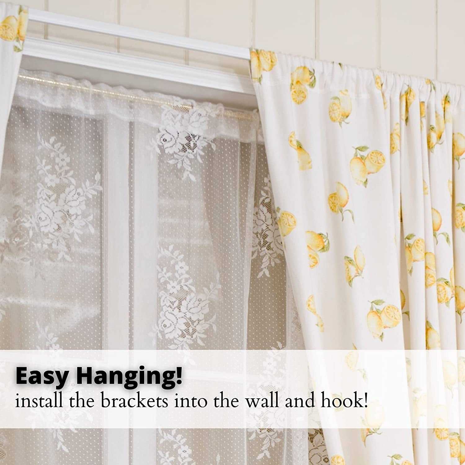 Yafa Home Fashion Heavy Duty Single Standard Adjustable Curtain Rod Hardware Included