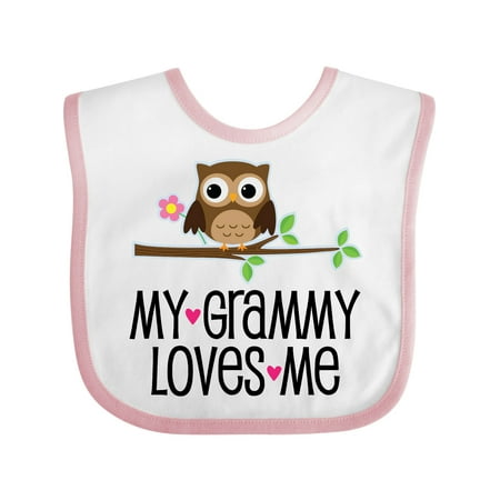 

Inktastic Grammy Loves Me Grandchild Owl Girls Baby Bib
