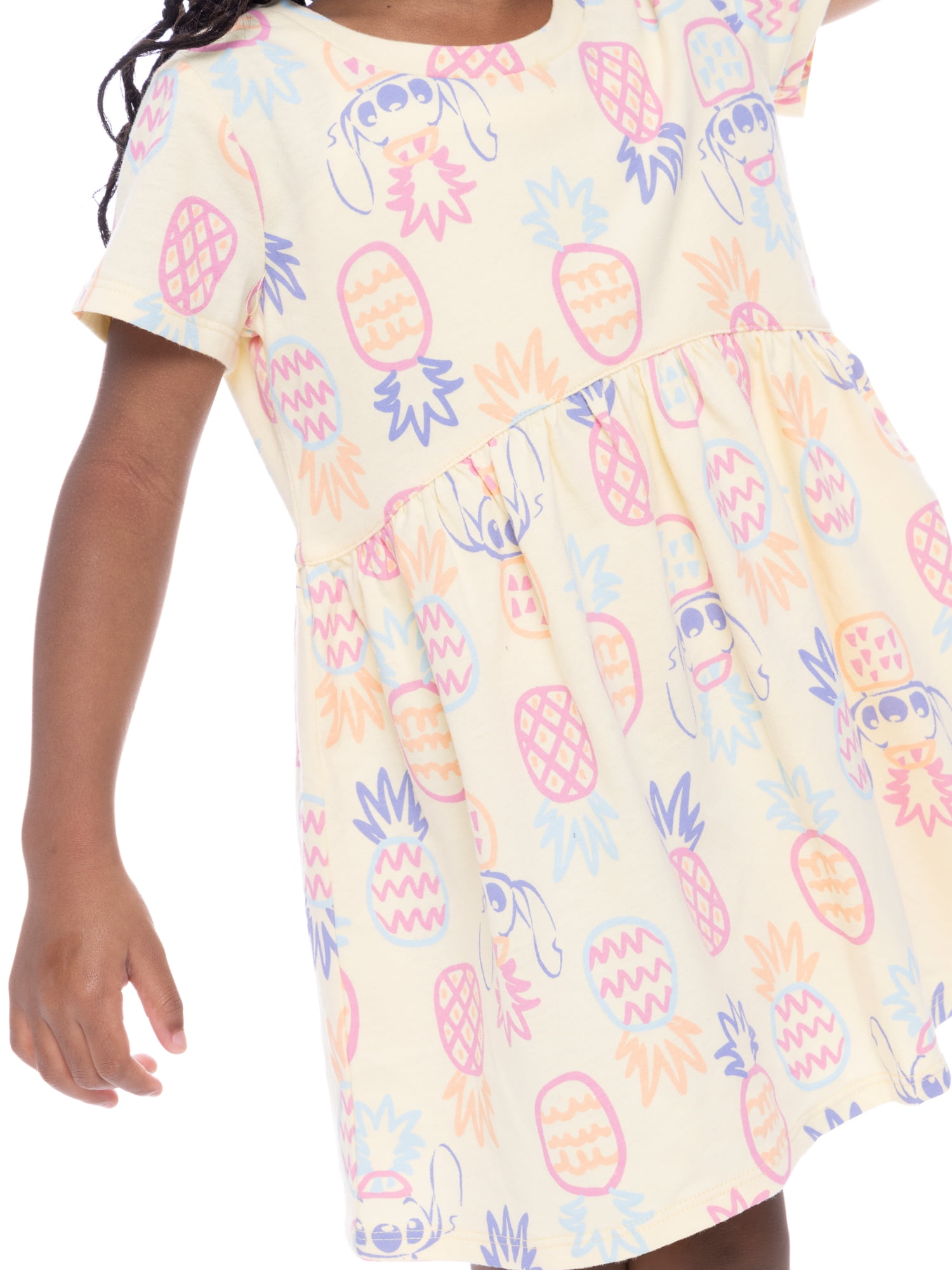 Lilo & Stitch Toddler Girl Allover Print Dress with Short Sleeves, Sizes 12M-5T
