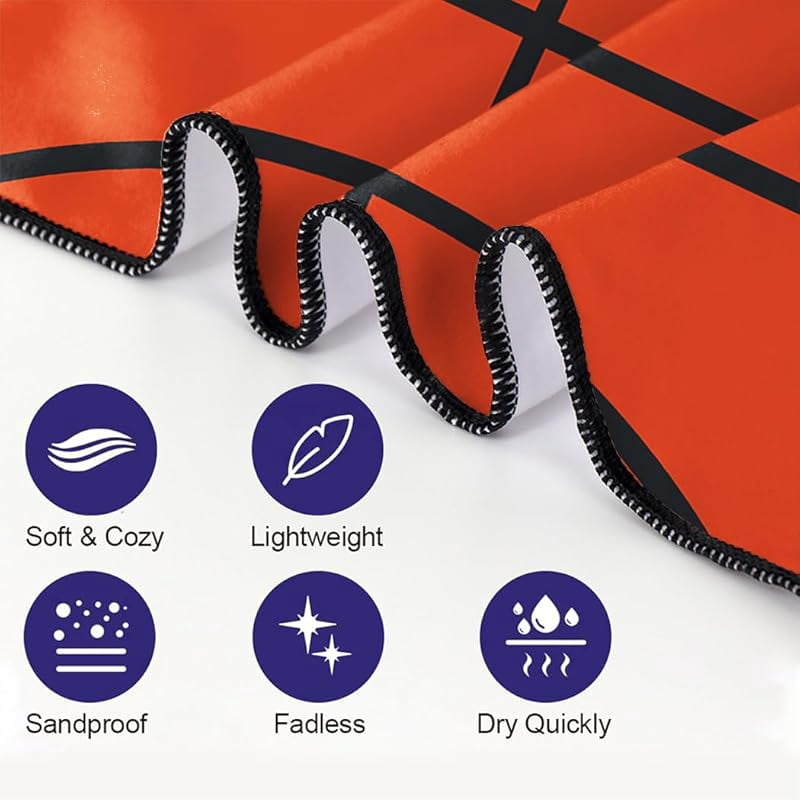 Basketball Printed Beach Towel Oversized 71x36IN Quick Dry Sand-Free Bath Towels for Swim Pool Camping Travel