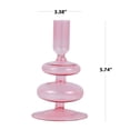 thumbnail image 2 of Mainstays Pink Translucent 5.75" Tall Glass Bubble Shaped Tabletop Taper Candle Holder, Small, 2 of 13
