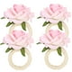 thumbnail image 1 of KAKOWELY 4 anillos para servilletas con forma de rosa y flores artificiales para bodas., 1 of 5