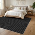 thumbnail image 3 of ODIKA 6'x9' Washable Area Rug Black Gray Geometric Lines and Curves Design Elegant Contemporary Art Style for Family Room, Living Room, Master Bedroom, Non-Slip, Easy Care, 3 of 7