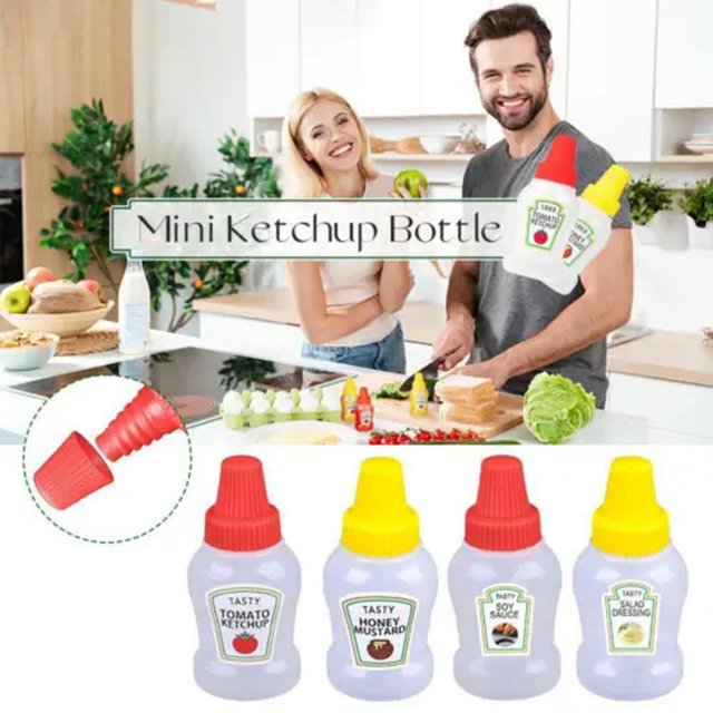 Mini botella de salsa de condimento TUMALL, frascos portátiles para kétchup de tomate, aderezo estadounidense 2024 NUEVO. Salsa de soja + ensalada