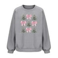 thumbnail image 6 of GuzomFashion Womens Gray Christmas Waffle Knit Sweatshirt - Soft Stretchy with Tree & Pink Bow Print, Relaxed Fit Size S-XXL for Holiday Daily Wear,Size S, 6 of 6