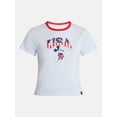 thumbnail image 5 of Disney Women's Mickey Americana Stars and Stripes Graphic Baby Tee with Short Sleeves, Sizes XXS-XXL, 5 of 10