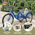 thumbnail image 4 of Dextrus Adult 24" 7 Speed Adjustable Seat Tricycle with Front & Rear Basket, Blue, 4 of 8