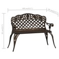thumbnail image 4 of vidaXL Garden Bench 108 cm Cast Aluminium Bronze, 4 of 4