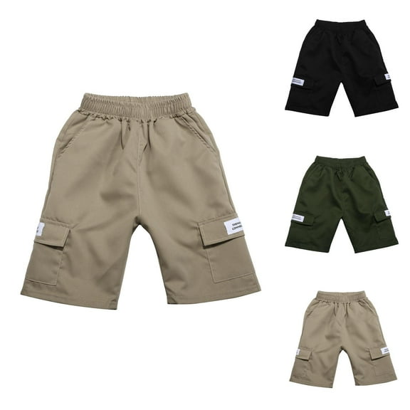 Boys Shorts Boys Summer Shorts Boys Kids Cargo Shorts Youth Boy's Casual Solid Color Stretch Shorts Outdoor Cargo Bottoms