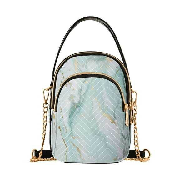 ALAZA Chain Crossbody Bags for Women Marble Green Golden Shoulder Handbag Phone Purse