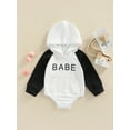 thumbnail image 2 of Baby Boy Girl Bubs Hoodie Onesie Long Sleeve Hooded Sweatshirt Romper Cute Infant Block Outfit, 2 of 7