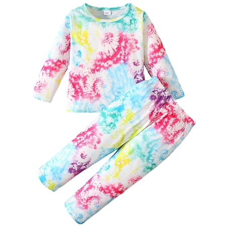 YDFCWXW Toddler Girls Clothes Set Girl Winter Prints Sweatshirts + Solid Pants (Green 5-6 Years)