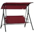 thumbnail image 2 of Outsunny 3-Person Porch Swing with Stand, Outdoor Swing for Patio Porch with Adjustable Tilt Canopy and Comfortable Swing Bench-Style Seat, Steel Frame, Red, 2 of 9