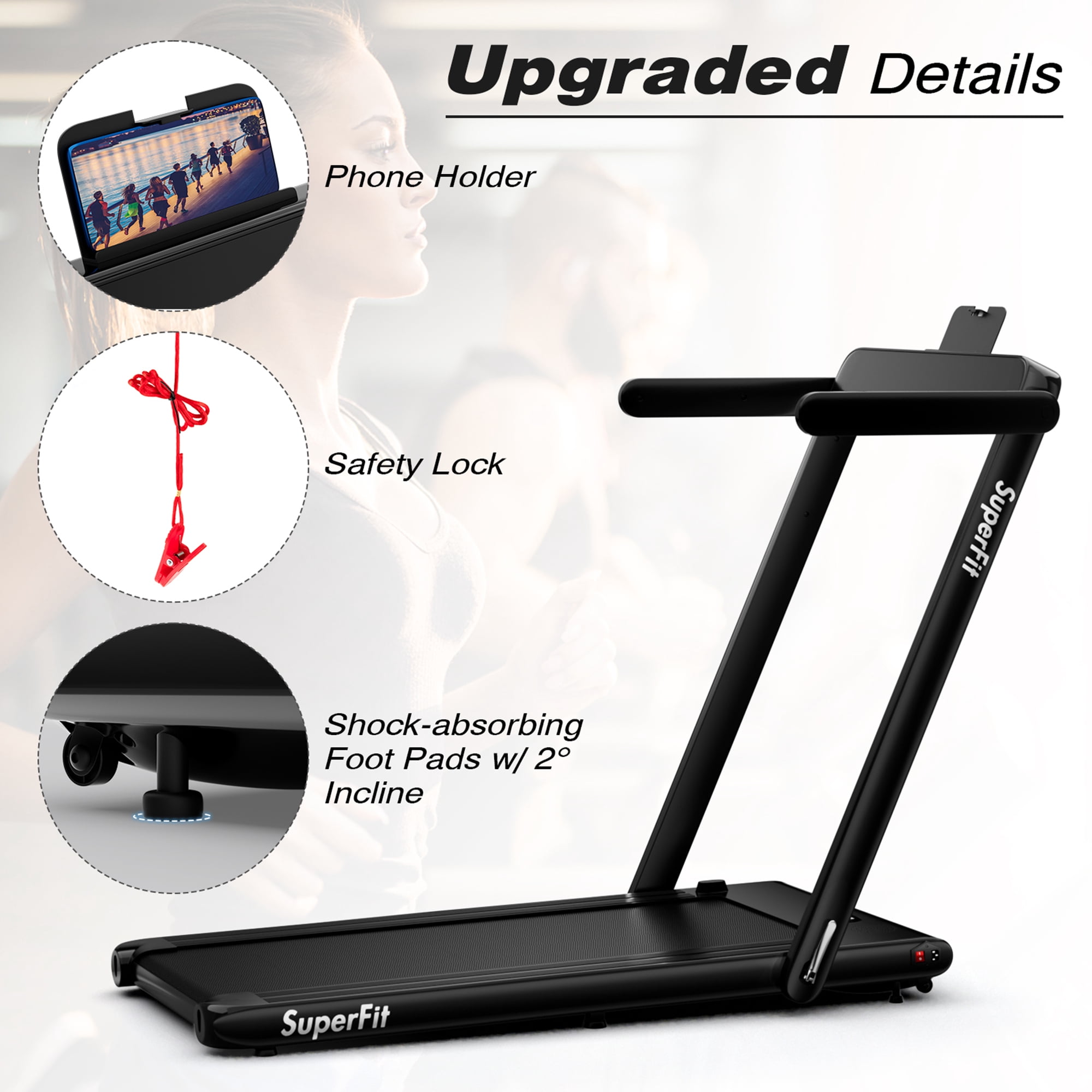 Gymax Motorized Treadmill Folding Under Desk Electric Treadmill W/APP Black