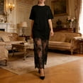 thumbnail image 6 of Levmjia Summer Plus Size Women Casual Dress Solid Color Lace Patchwork Short Sleeve Round Neck Loose Fit Soft Breathable Flowy Maxi Dress for Beach Vacation, 6 of 8
