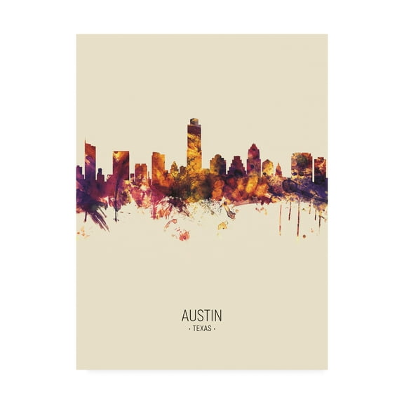 Trademark Fine Art 'Austin Texas Skyline Portrait III' Canvas Art by Michael Tompsett