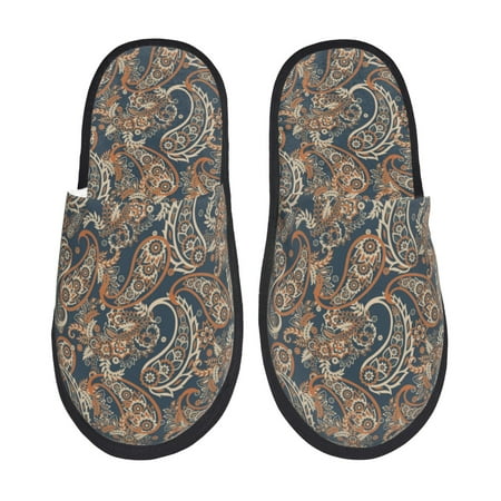 

House Slippers for Women Men - Paisley Pattern No.9081 Warm Non-slip Mens Womens Slippers Cozy Slip-on House Shoes Bedroom Outdoor Indoor Slippers for Men