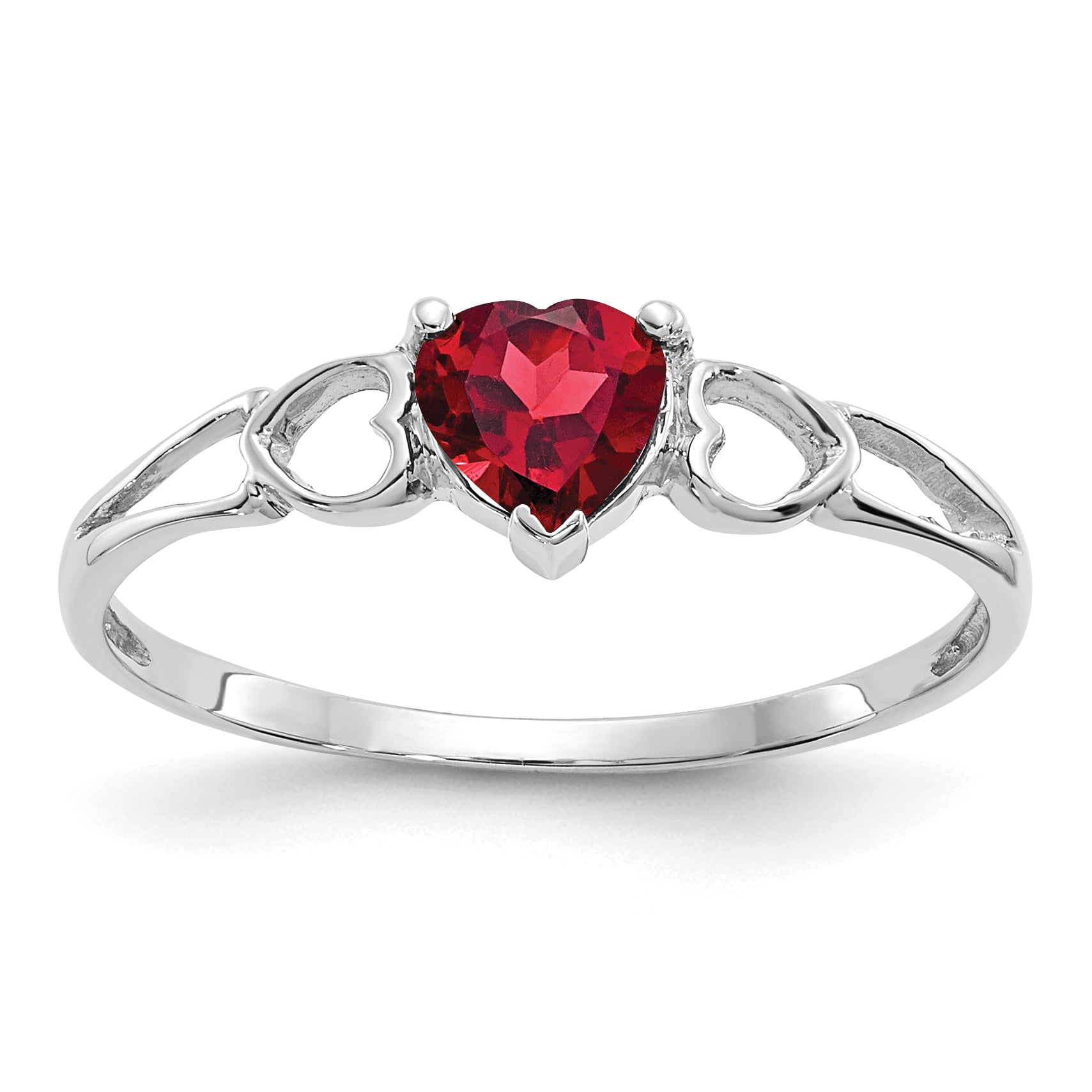 10k White Gold Garnet Birthstone Ring January Gemstone