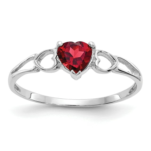 10k White Gold Garnet Birthstone Ring January Gemstone