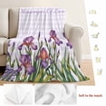 thumbnail image 5 of Purple Floral Spring Blanket Soft Cozy Warm Throw Blanket for Couch, Plush Fuzzy Flannel Fleece Blankets for Sofa, Lavender Buffalo Plaid Botanical Bed Blankets Lightweight Gifts for Women, 40"x50", 5 of 9