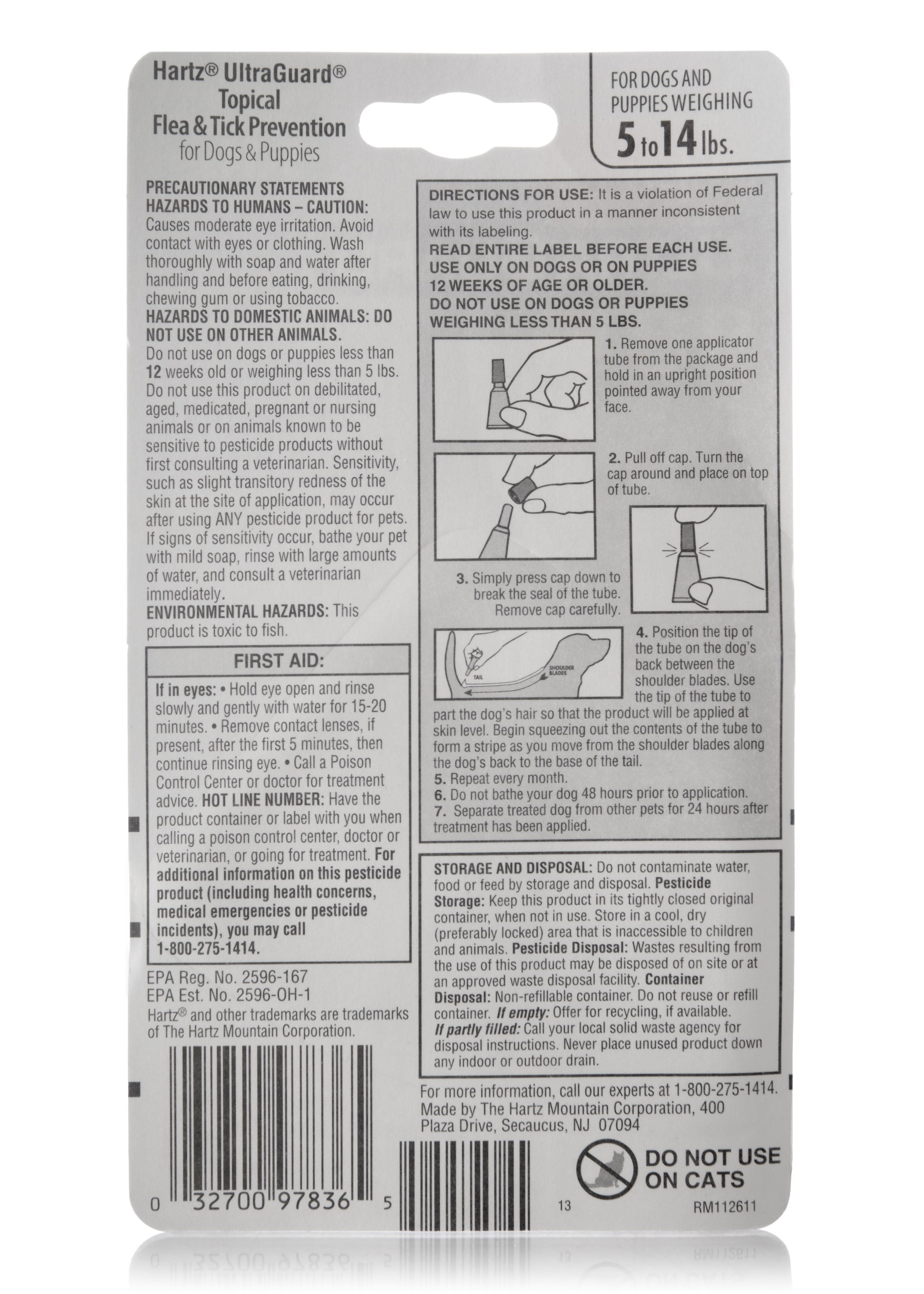 Hartz UltraGuard Flea and Tick Drops for Dogs from 4 to15 Lbs, 3 Treatments