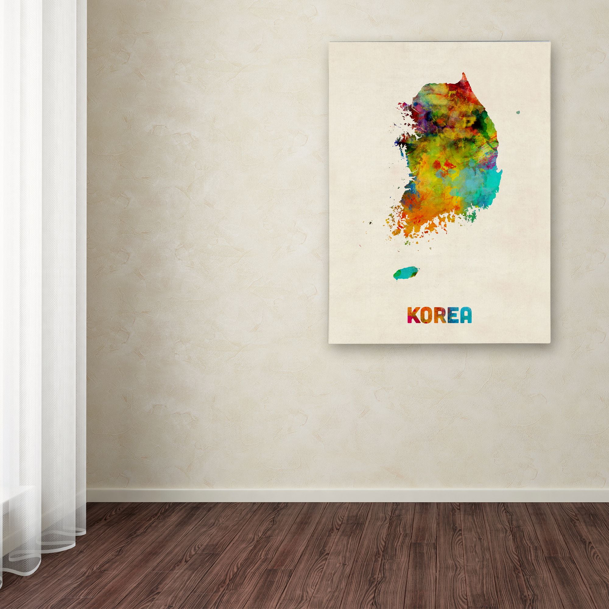 Trademark Fine Art "Korea Watercolor Map" Canvas Art by Michael Tompsett