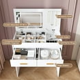 thumbnail image 3 of Montary Flip Top Vanity Desk White with LED Mirror, Built-in Outlet, 2 Drawers, Storage & Hooks (No Stool Included, White), 3 of 8