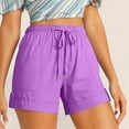 thumbnail image 2 of Olyvenn Fashion Shorts for Women Trendy Casual Summer Drawstring Shorts with Pockets Beach Loose Elastic Waist Vacation Clothes Purple XXL, 2 of 9