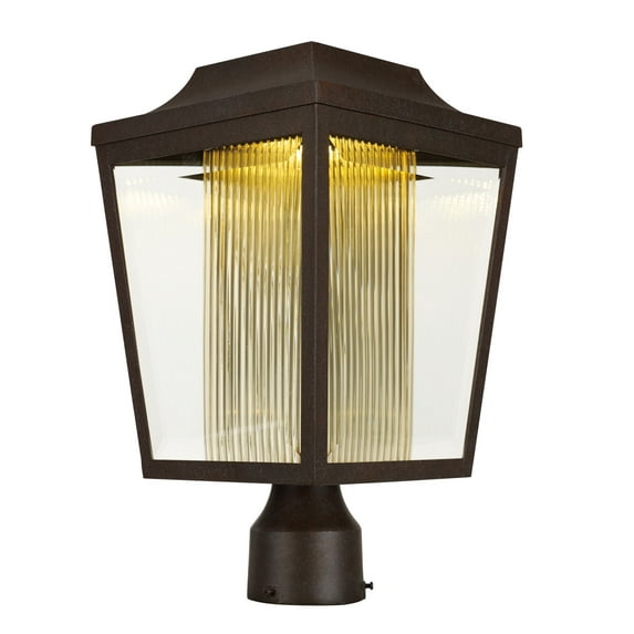 -10W 1 Led Outdoor Post Lantern-9 Inches Wide By 15.5 Inches High Adobe Finish With Clear/Topaz Ribbed Glass Maxim Lighting 85630Cltrae