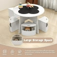 thumbnail image 5 of OLAKIDS Toddler Table and Chair Set with 4 Storage Stools, Wooden Flower Shaped Nesting Table with Blackboard Drawers, Children Multi-Activity Table for Art Crafts Draw Read Boys Girls 3+, 5 of 9
