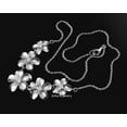 thumbnail image 2 of 925 sterling silver rhodium plated 5 Hawaiian plumeria flower large necklace 17", 2 of 4