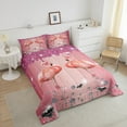 thumbnail image 4 of Flamingo Comforter Set Pink Sequin Fluid Art Twin Bedding Sets,Crystal Diamond Bed Set Woodland Animals Duvet Set,Tropical Coastal Cute Room Decor, 4 of 7