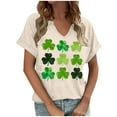 thumbnail image 2 of Uootdi St Patricks Day T Shirts for Women Cute V-Neck Short Sleeve Festival Gift Tops Lucky Irish Shamrock Clover Print Graphic Short Sleeve Tees Gift, 2 of 4
