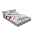 thumbnail image 2 of Japanese Fitted Sheet & Pillow Sham Set, Greyscale Grunge Background with Fujiyama Mountain Cherry Blossoms, Decorative Printed 6 Piece Bedding Decor Set, Calking, Grey Black Pink, by Ambesonne, 2 of 3