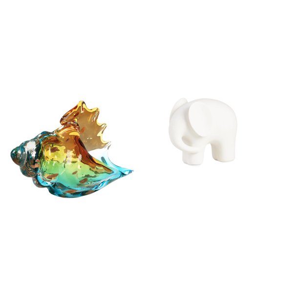 figura de caracola,Figura de caracola de vidrio soplado a mano,adorno marino,Figura de elefante,Estatua de elefante,figura decorativa de Feng Shui para el hogar,Figura coleccionable Figura