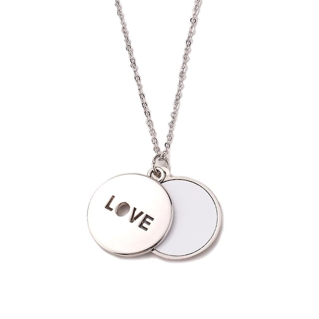 B Sublimación collar en blanco en forma de corazón/redondo hueco cadena plana colgante joyería
