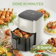 Air Fryer, 6-Quart Smart Air Fryer, 12-in-1 Functions - Air Fry, Roast, Reheat, Dehydrate, Bake, Steam, and More, 400°F Max Temperature, Beige