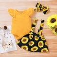 thumbnail image 5 of GRNSHTS Infant Baby Girl Outfit Ruffle Romper+Sunflower Suspender Skirt+Headband Clothes Set 0-18M, 5 of 8