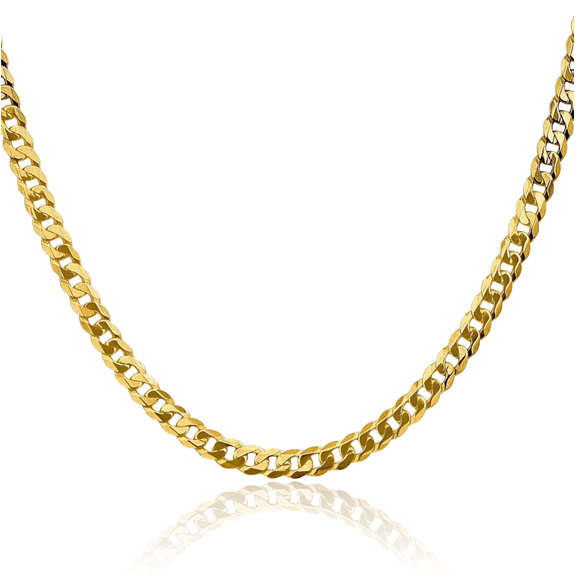 14K Solid Yellow Gold 4.5mm Curb Link Chain Necklace