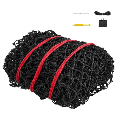KFFKFF Round Bale Hay Net, 4.92 x 4.92 x 4.92 ft, 1.75-inch Openings, Durable PE Material, Knotted Design, Includes Zip Ties, Needle Shuttle, and Repair Twine, Slow Feed Net for Horses