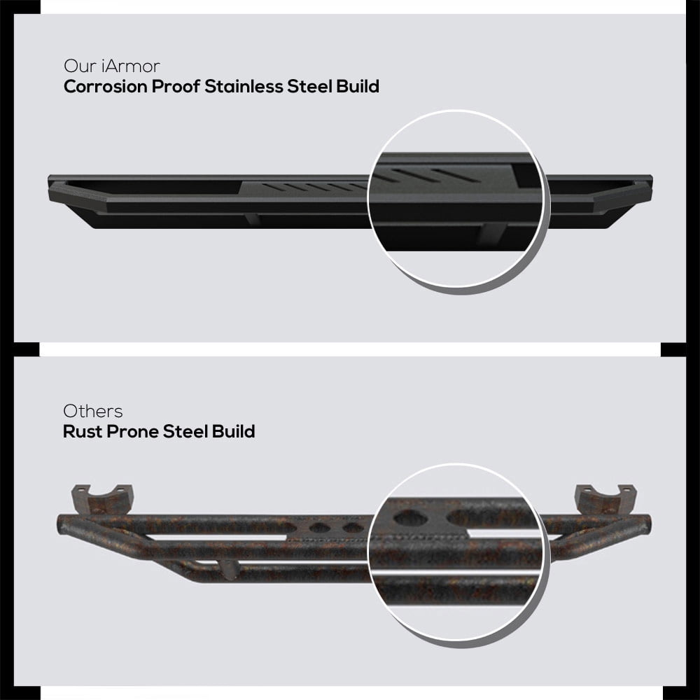 APS 6.5in Side Armor Stainless Steel Running Boards Compatible with Dodge Ram 1500 2009-2018 Regular Cab & Ram 2500 3500 2010-2026 (Nerf Bars Side Steps Side Bars)