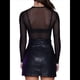 thumbnail image 4 of Camisa de con Cuello en V y Larga para Mujer, Color Liso, Transparente, Elástica, Ajustada. Negro S, 4 of 6